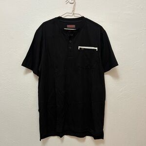 Wrangler Black Heavy Jersey Casual Henley Neck Tee Size M
